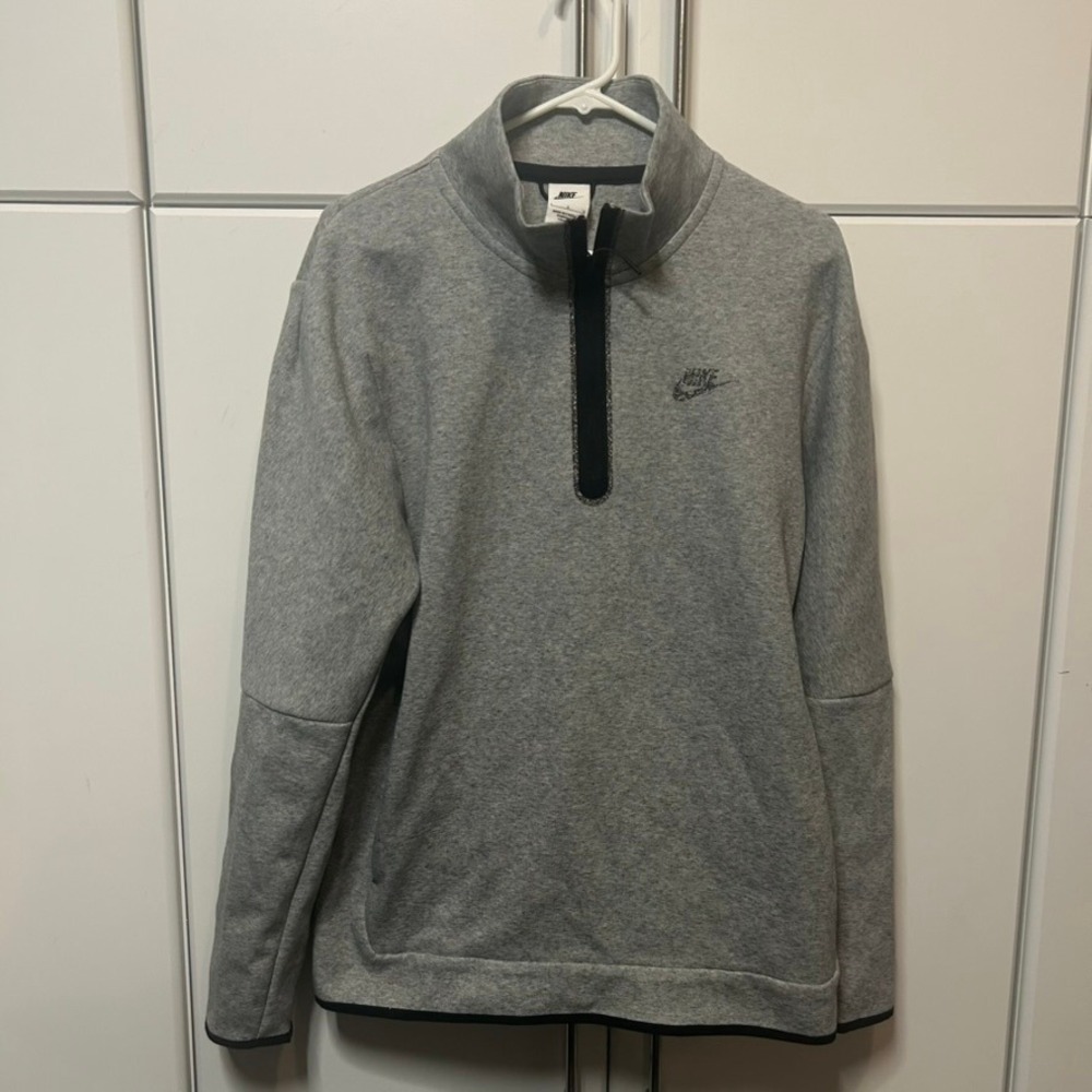 Nike Mens Tech Fleece 1/4 Zip Pullover Heather Gray Sweatshirt Large DQ4302-063
